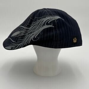 Goorin Bros Newsboy Cap Navy Blue Striped Wool Blend Hat Size Large